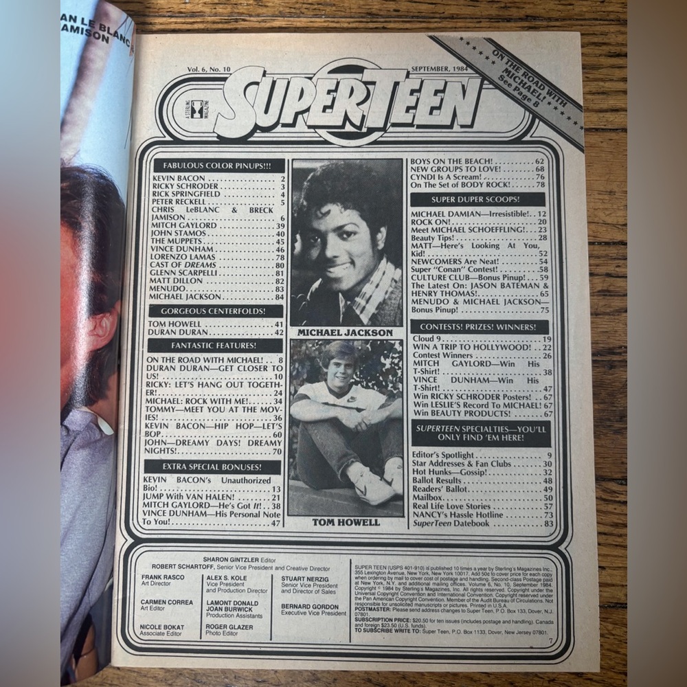 Super Teen Magazine September 1984 Michael Jackson Duran Duran Kevin Bacon - Picture 2 of 4